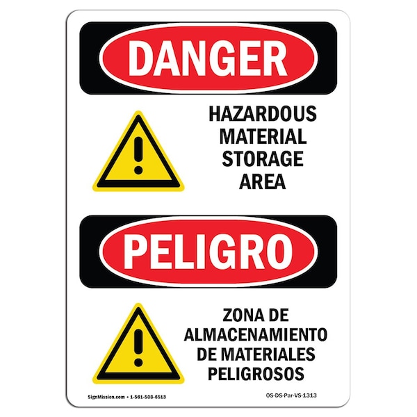 Sign, 5" H, Hazardous Material Storage Area Bilingual Spanish, DS-D-35-VS-1313-10PK